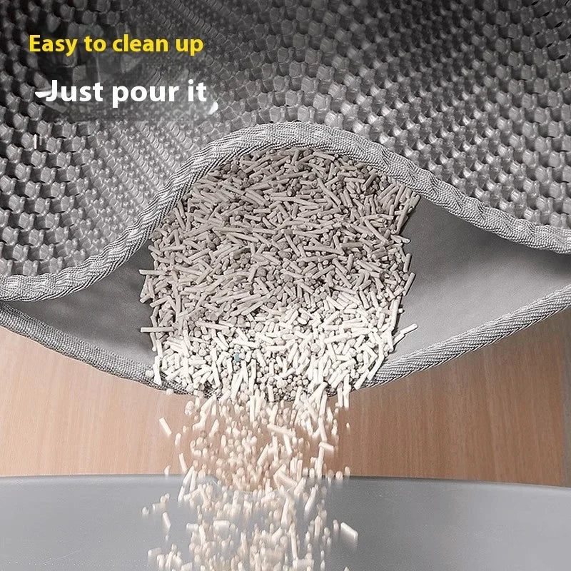 Large waterproof double-layer cat litter mat for trapping loose litter