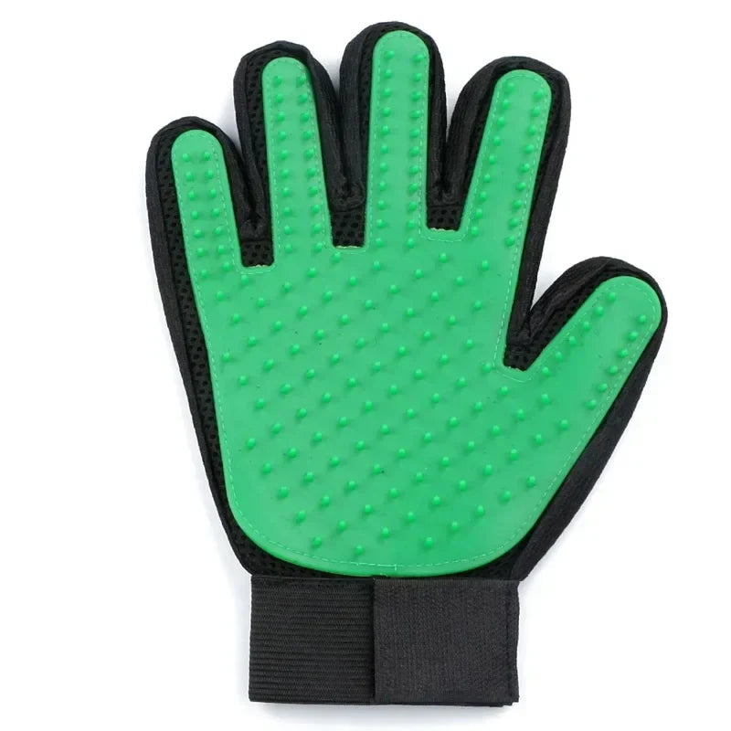 Silicone pet grooming glove for removing loose dog and cat hair