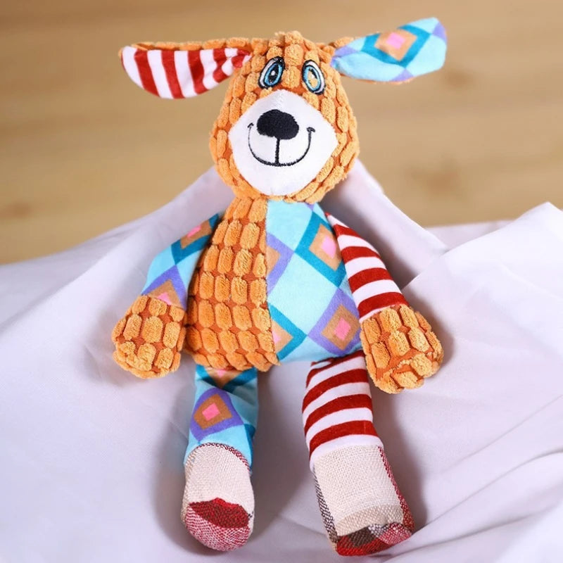 Pet Plush Toy Cute Animals Bite Resistant Interactive Squeaky Dog Chewing Toy Pet Dog Teeth Cleaning Chew Toy Pet Supplies