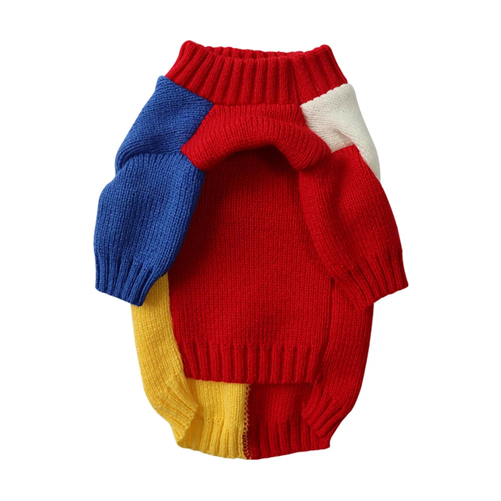 Fashion Color Collision Cat Dog Sweater Round Neck Pet Pullover for Small Dogs Spring Autumn Pet Clothes Sueter Para Perro