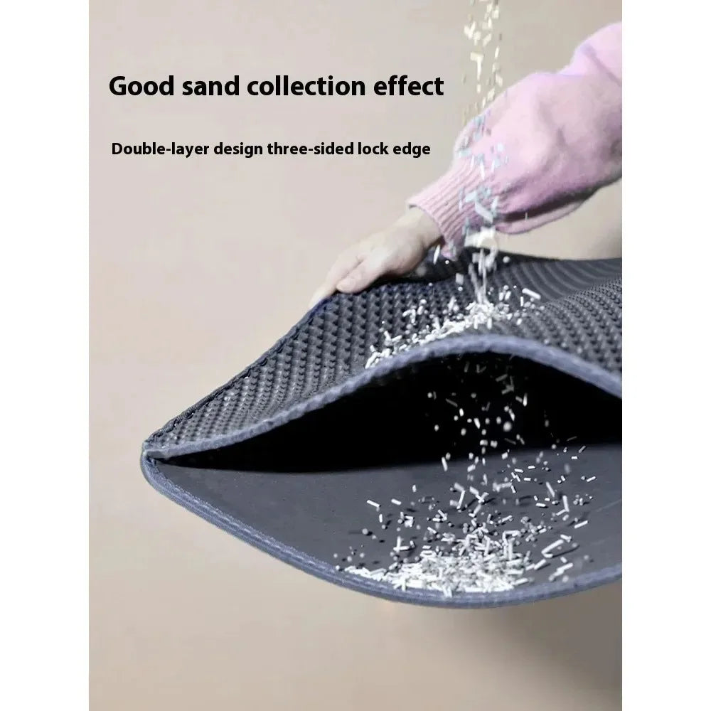 Double Layer Waterproof Nonslip Cat Litter Mat Washable Sand Trapping Pet Toilet Mat for Cat Cleanliness in Home
