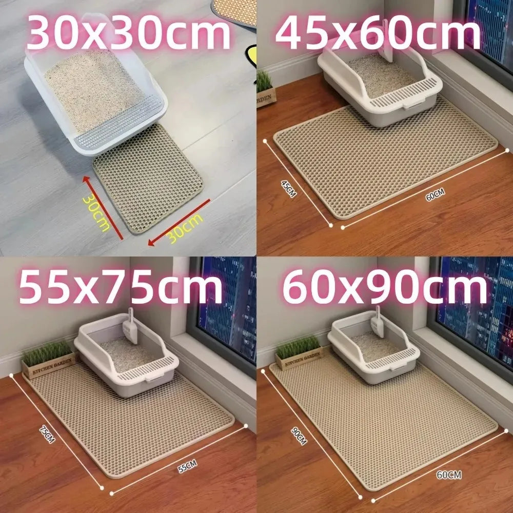Double Layer Waterproof Nonslip Cat Litter Mat Washable Sand Trapping Pet Toilet Mat for Cat Cleanliness in Home