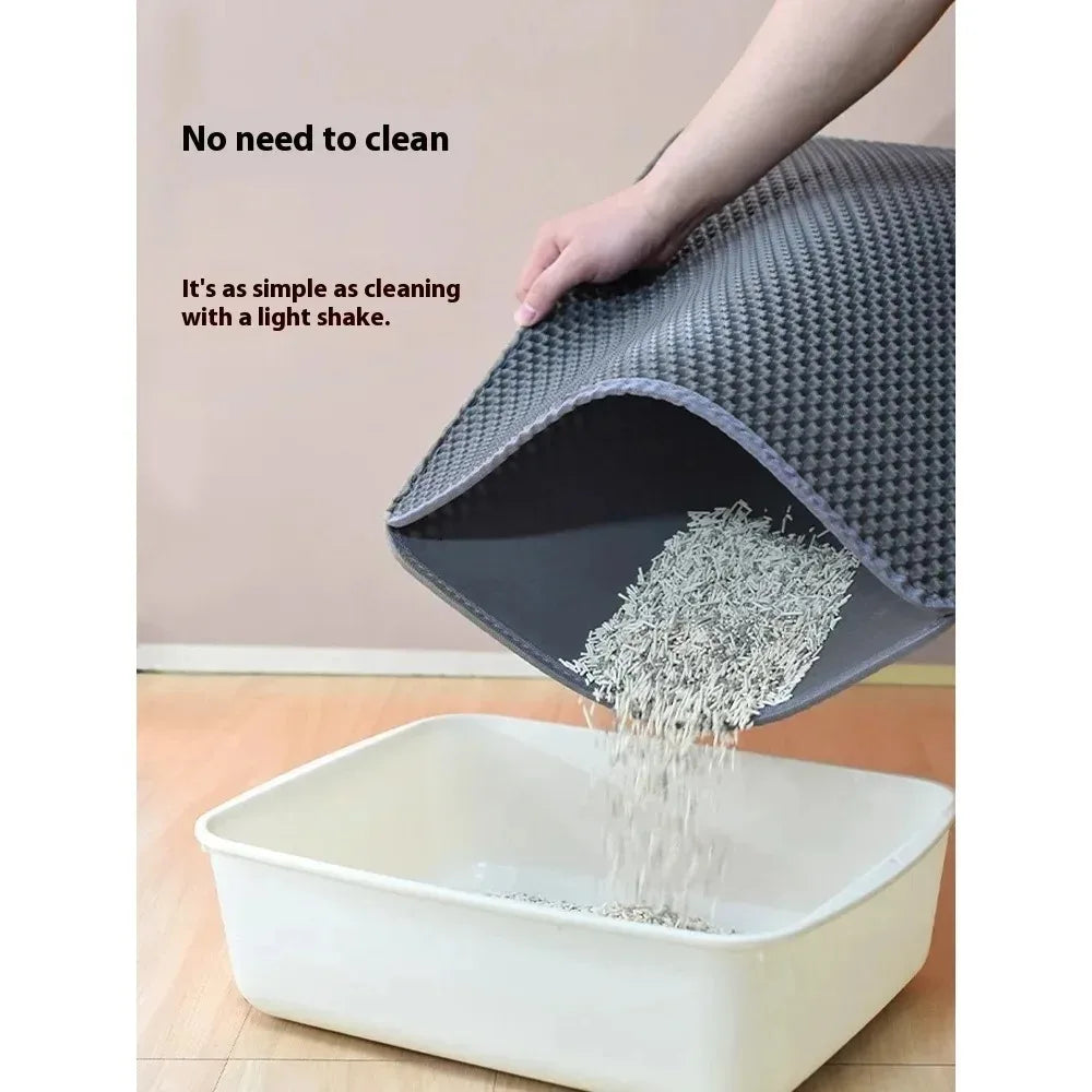 Double Layer Waterproof Nonslip Cat Litter Mat Washable Sand Trapping Pet Toilet Mat for Cat Cleanliness in Home