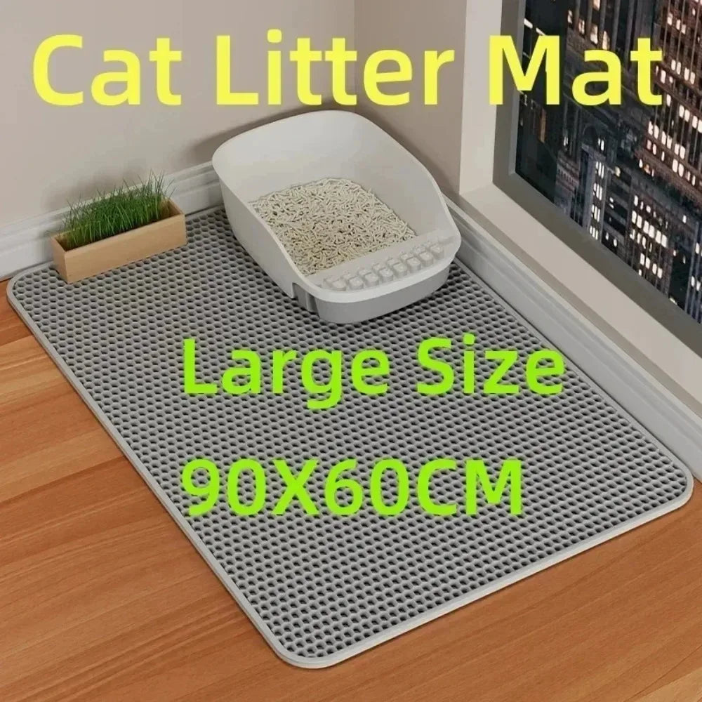 Double Layer Waterproof Nonslip Cat Litter Mat Washable Sand Trapping Pet Toilet Mat for Cat Cleanliness in Home