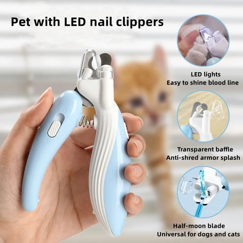 Professional Pet Nail Clippers with LED Light - Pet Claw Grooming Trimmer for Dogs Cats Small Animals Paw Nail Care Pet Supply