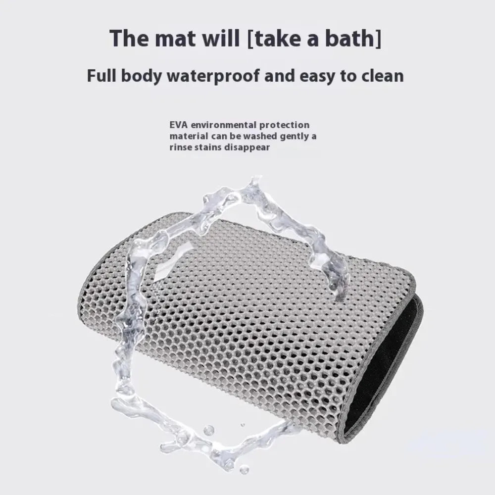 Double Layer Waterproof Nonslip Cat Litter Mat Washable Sand Trapping Pet Toilet Mat for Cat Cleanliness in Home